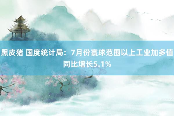 黑皮猪 国度统计局：7月份寰球范围以上工业加多值同比增长5.1%