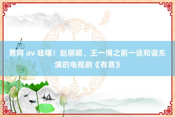 男同 av 哇噻！赵丽颖、王一博之前一谈和谐东演的电视剧《有翡》